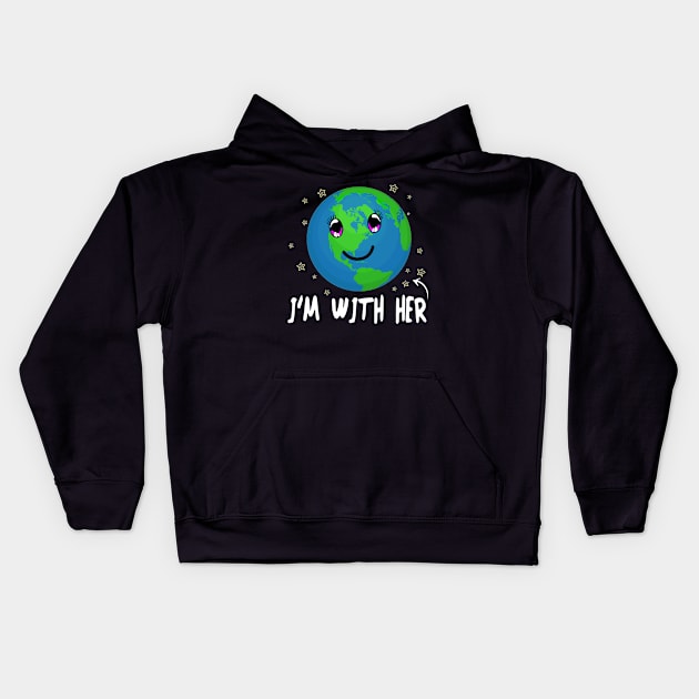 I'm with her planet earth Kids Hoodie by captainmood